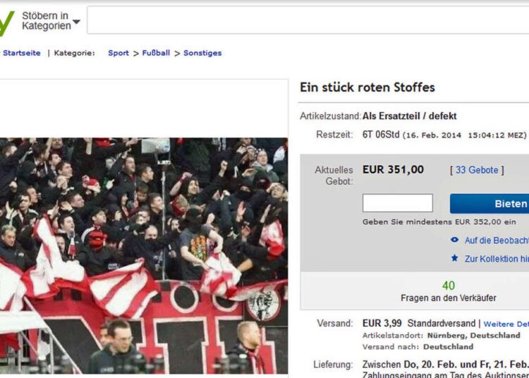 Nuremberg : La bâche des ultras du Bayern mise en vente