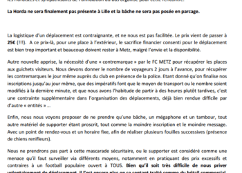 Metz : Les supporters boycottent le déplacement à Lille