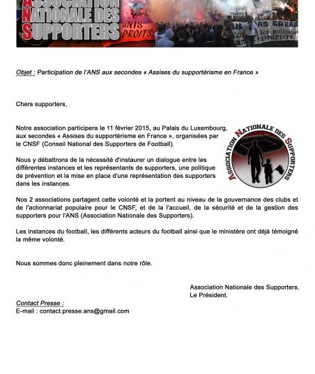 L’ANS participe aux Assises du supporterisme
