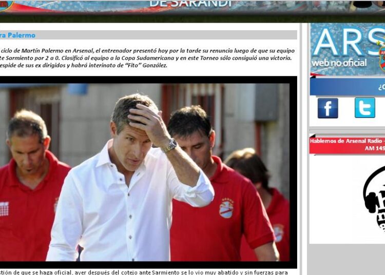 Martin Palermo n’est plus l’entraîneur d’Arsenal de Sarandi