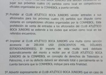 Sanction plus légère que prévu pour Boca
