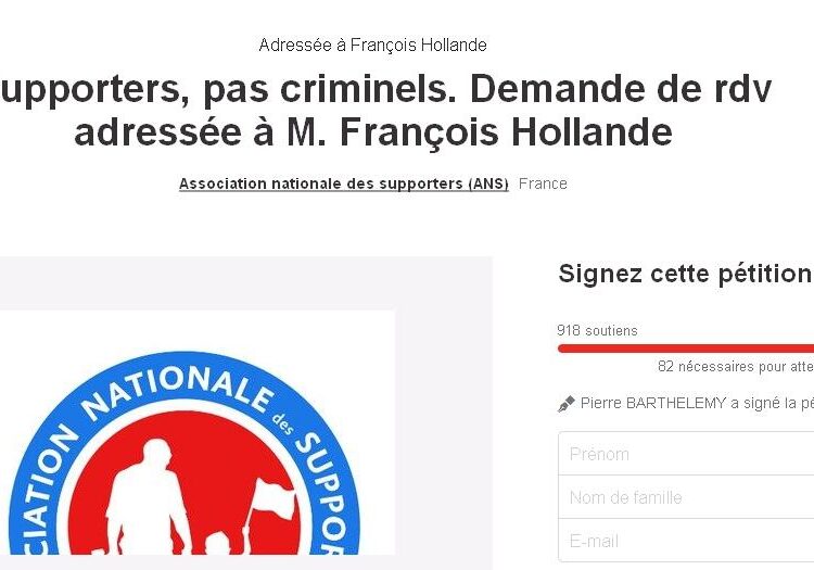 L’Association Nationale des Supporters adresse une pétition à François Hollande