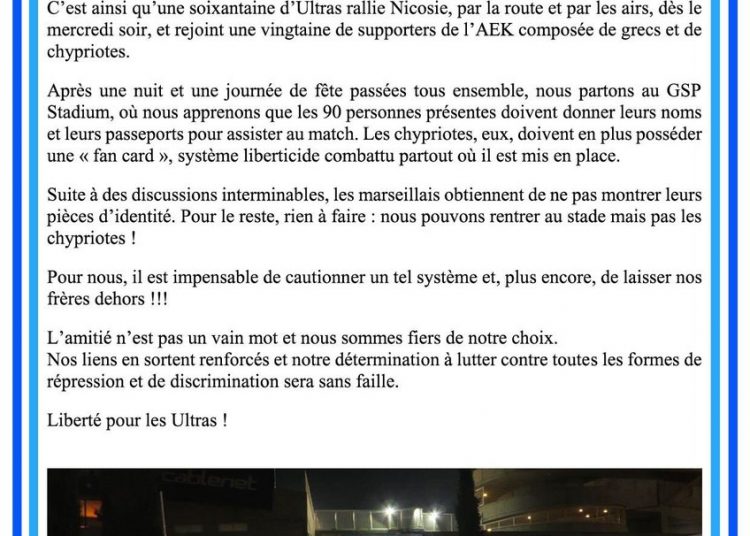 Pourquoi le Commando Ultra n’est pas entré au stade à Limassol