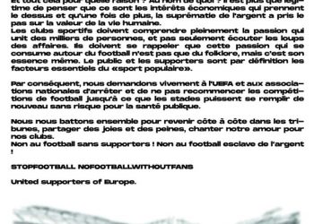 370 groupes ultras font pression pour ne pas reprendre le foot