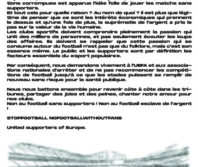 370 groupes ultras font pression pour ne pas reprendre le foot