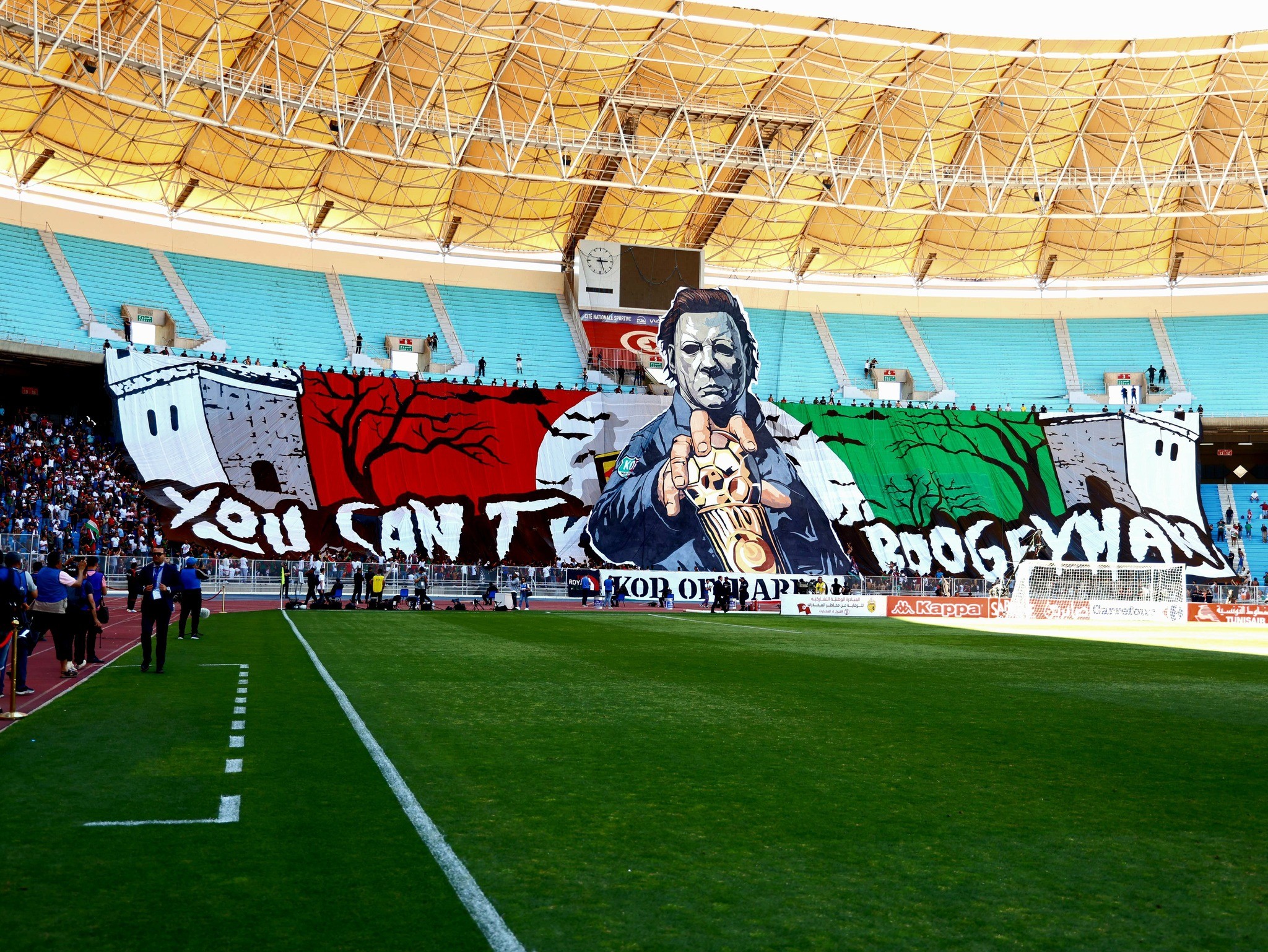 Tifo des ultras lors de la finale de la Coupe de Tunisie contre l'Espérance de Tunis le 1 juin 2025.